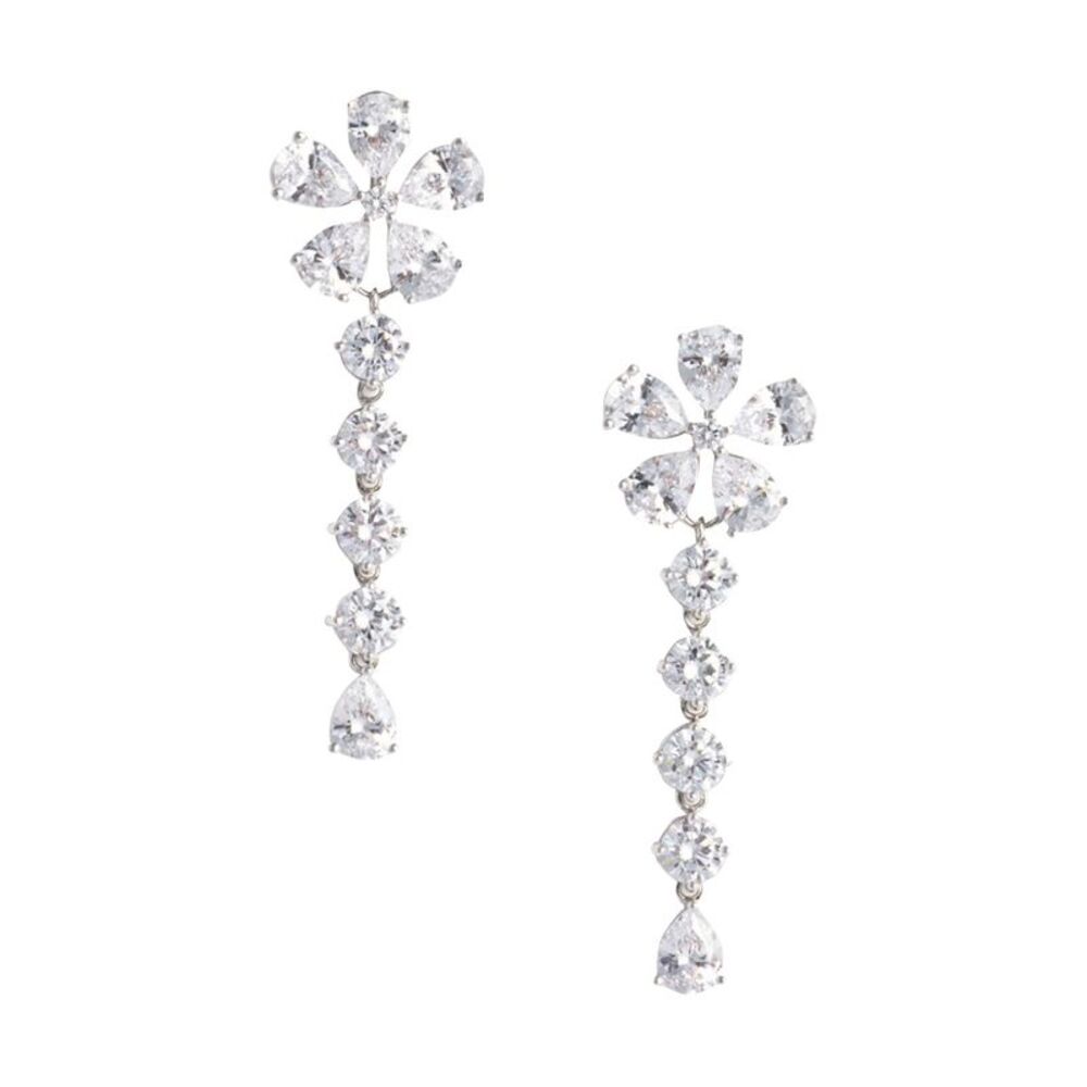 Self Portrait Women Multi Crystal Flower Dangle Earrings